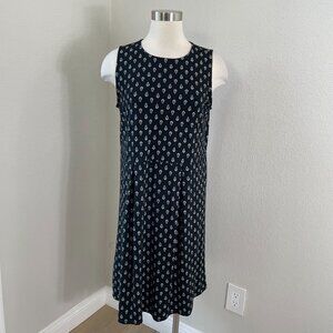 J Jill Wearever Collection Womens Medium Sleeveless Black Floral Pleated Dress